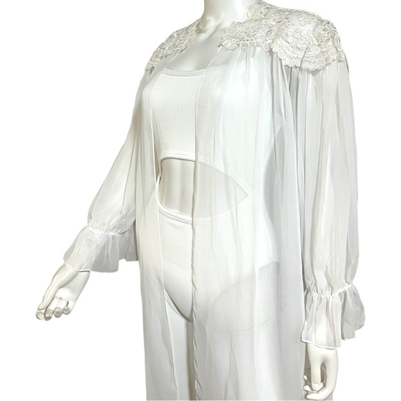 Fantasies By Morgan Taylor Intimate Sheer Robe in White, M - Picture 9 of 12
